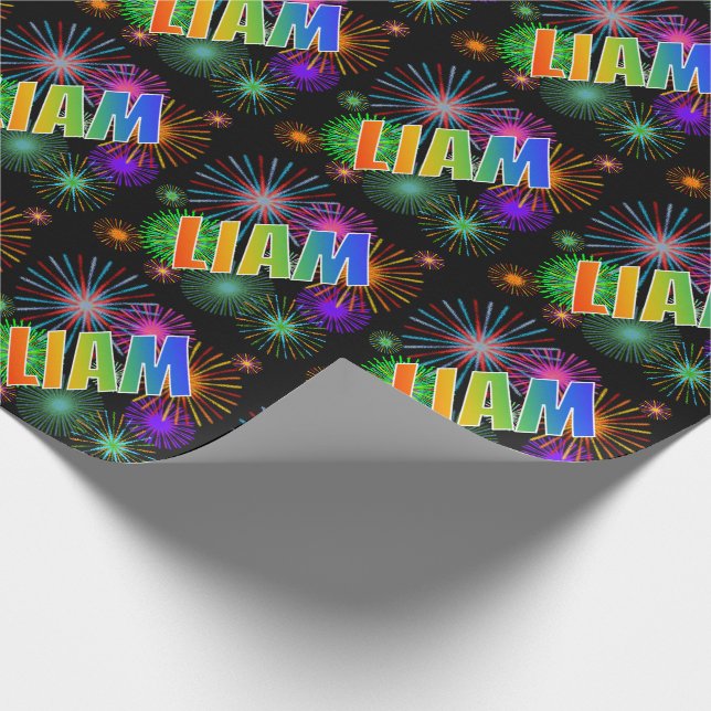 Papel De Presente Arco-Íris Nome "LIAM" + Fireworks (Ponta)
