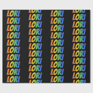 Papel De Presente Arco-Íris Nome "LORI"; Divertido e Colorido