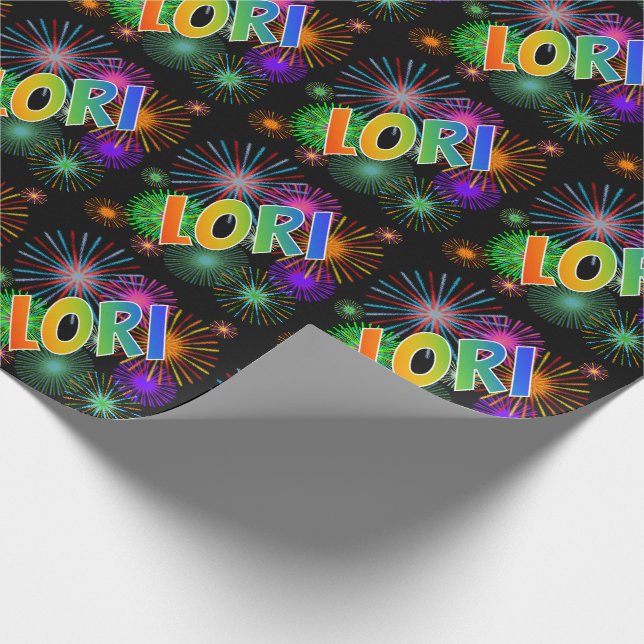 Papel De Presente Arco-Íris Nome "LORI" + Fireworks (Ponta)