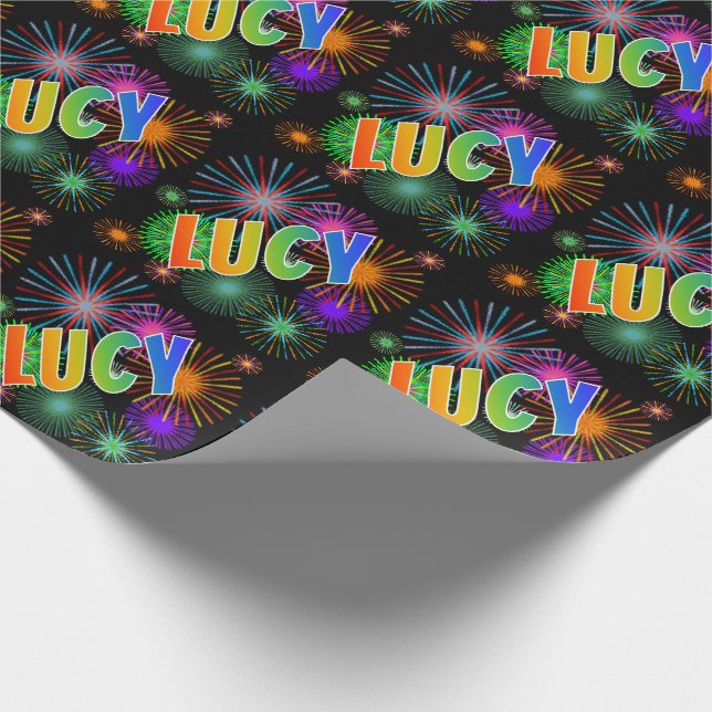 Papel De Presente Arco-Íris Nome "LUCY" + Fireworks (Ponta)