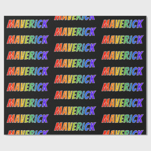 Papel De Presente Arco-Íris Nome "MAVERICK"; Divertido e Colorido