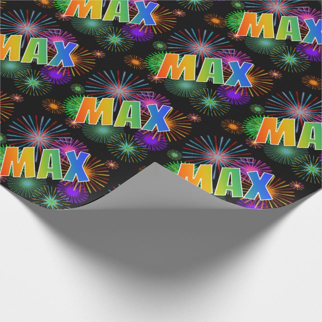 Papel De Presente Arco-Íris Nome "MAX" + Fireworks (Ponta)