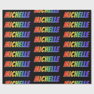 Papel De Presente Arco-Íris Nome "MICHELLE"; Divertido e Colorido