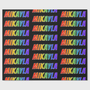 Papel De Presente Arco-Íris Nome "MIKAYLA"; Divertido e Colorido