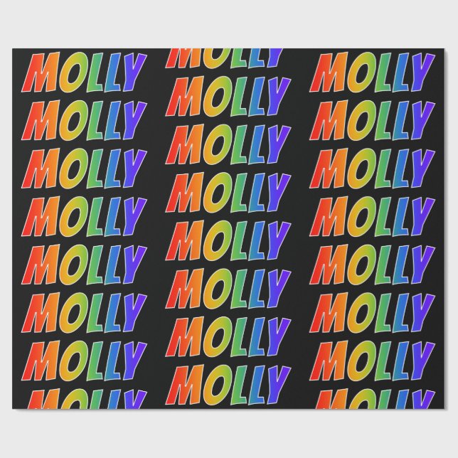 Papel De Presente Arco-Íris Nome "MOLLY"; Divertido e Colorido (Aberto)