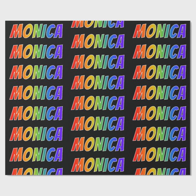 Papel De Presente Arco-Íris Nome "MONICA"; Divertido e Colorido (Aberto)