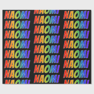 Papel De Presente Arco-Íris Nome "NAOMI"; Divertido e Colorido