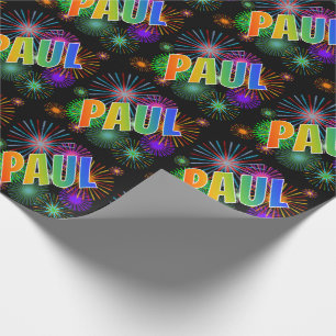 Papel De Presente Arco-Íris Nome "PAUL" + Fireworks