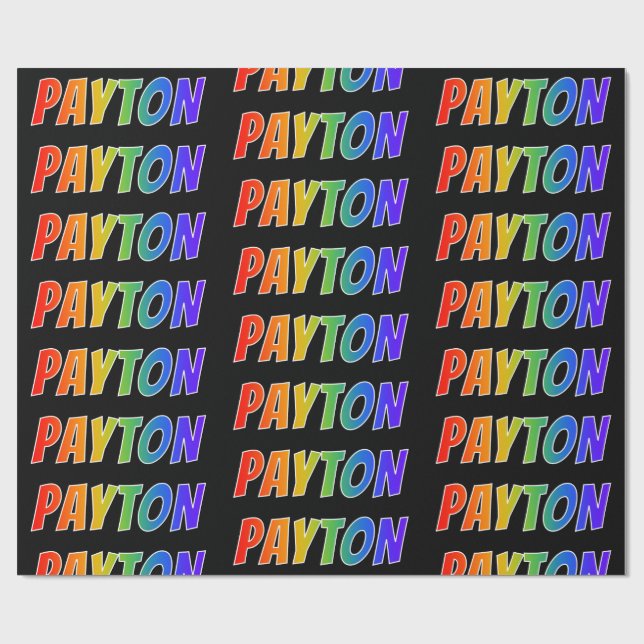 Papel De Presente Arco-Íris Nome "PAYTON"; Divertido e Colorido (Aberto)