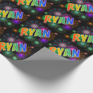 Papel De Presente Arco-Íris Nome "RYAN" + Fireworks