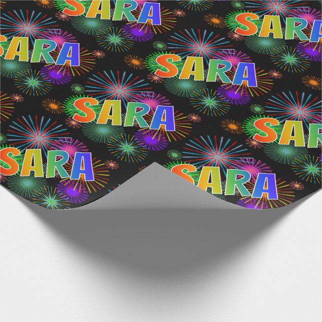 Papel De Presente Arco-Íris Nome "SARA" + Fireworks (Ponta)