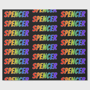 Papel De Presente Arco-Íris Nome "SPENCER"; Divertido e Colorido