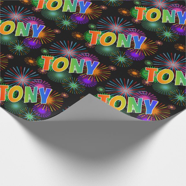 Papel De Presente Arco-Íris Nome "TONY" + Fireworks (Ponta)