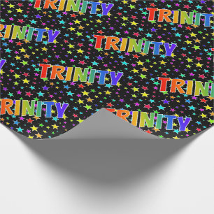 Papel De Presente Arco-Íris Nome "TRINITY" + Estrelas