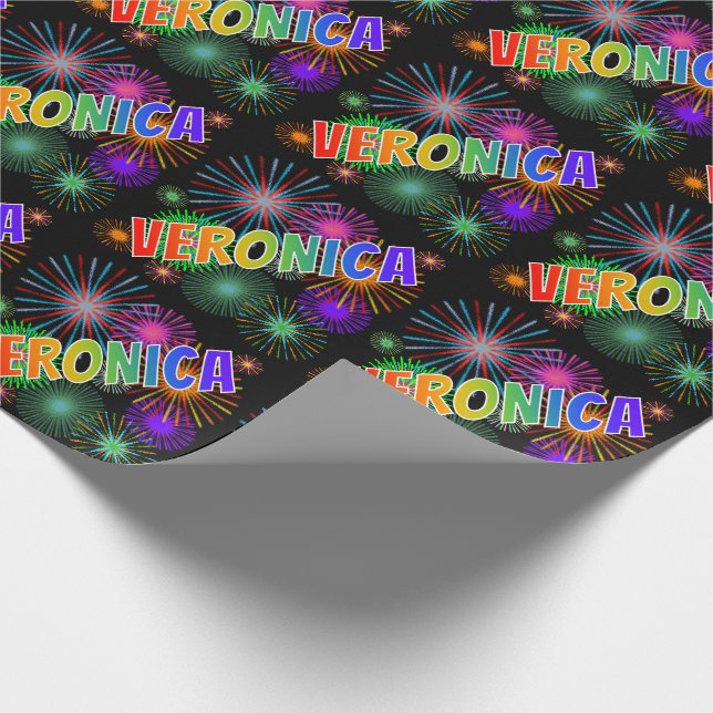 Papel De Presente Arco-Íris Nome "VERONICA" + Fireworks (Ponta)