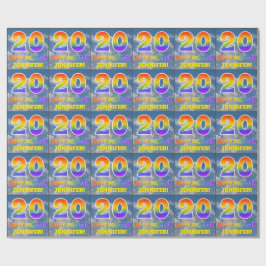 Papel De Presente Arco-Íris Olhe "20" e "FELIZ ANIVERSÁRIO", Nuvens,