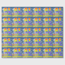 Papel De Presente Arco-Íris Olhe "41" e "FELIZ ANIVERSÁRIO", Nuvens,