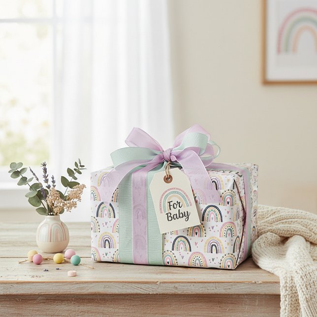 Papel De Presente Arco-íris pastel fofo (Criador carregado)