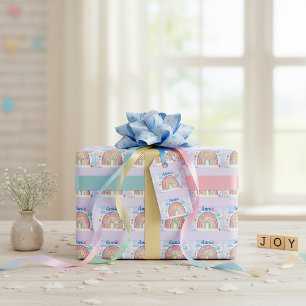 Papel De Presente Arco-íris pastel personalizado fofo
