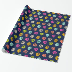 Papel De Presente Arco-Íris Ponto de Arroz Confetti no Marinho