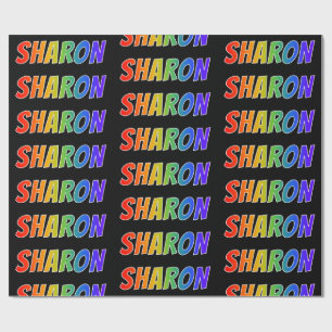 Papel De Presente Arco-íris Primeiro Nome "SHARON"; Divertido & Colo