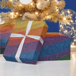 Papel De Presente Arco-Íris Simples Metálico na moda