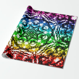 Papel De Presente Arco-íris Tie Dye Mandala Estrela Festa de Anivers