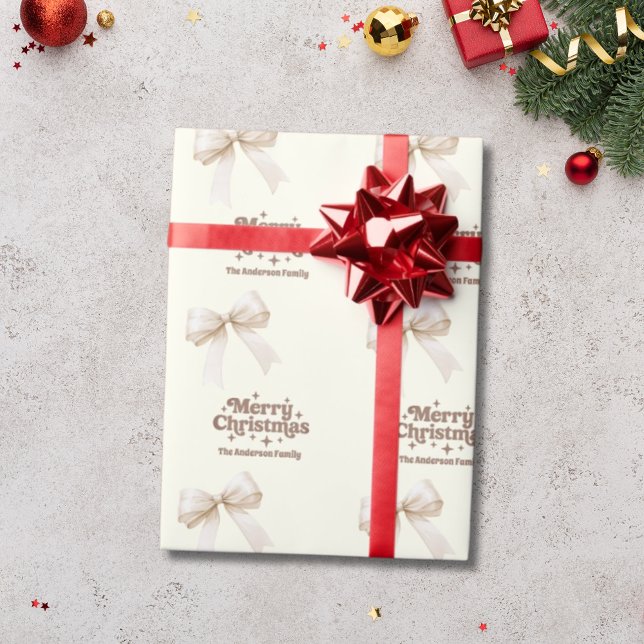 Papel De Presente Arco Ivory mocha retro Natal (Criador carregado)