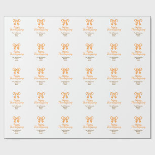 Papel De Presente Arco laranja retrô feliz Ação de Graças adiciona f