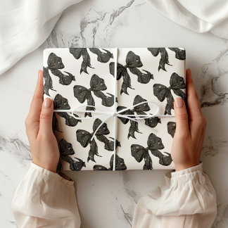 Papel De Presente Arco preto com brilho brilhante Dourado