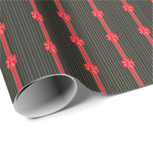 Papel De Presente Arco Preto e Vermelho