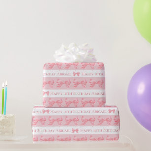 Papel De Presente Arco rosa aquarela padrão de listra branca persona