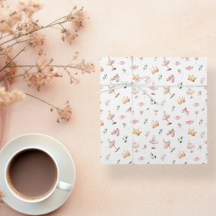Papel De Presente Arco Rosa Caprichoso & Bailarina Aquarela