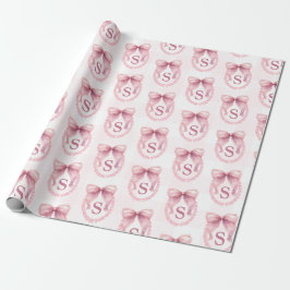 Papel De Presente Arco Rosa Fofo Inicial Personalizado Coquette