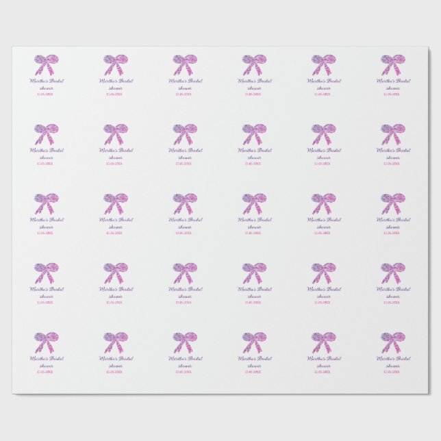 Papel De Presente Arco rosa roxo brilho glitter chá de noiva nome (Aberto)