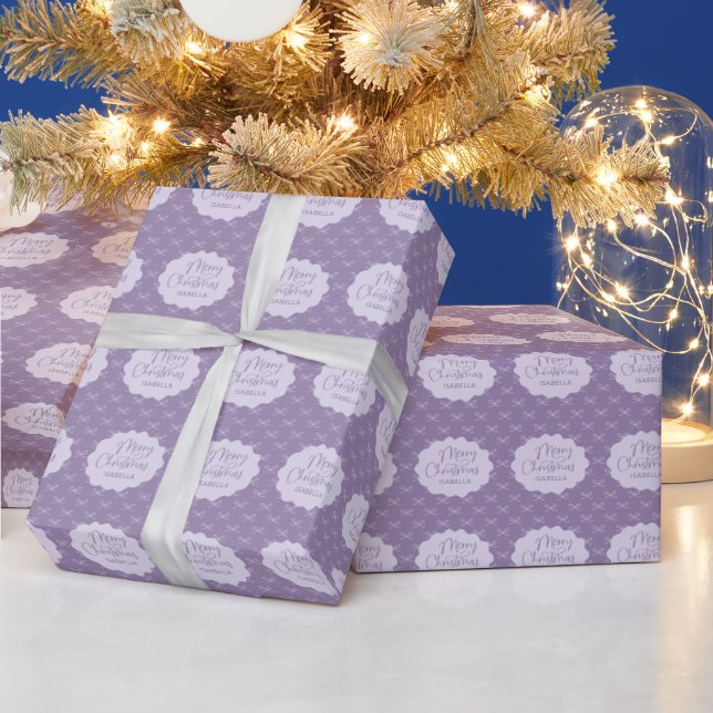 Papel De Presente Arco Simples e Roxo Personalizado Feliz Natal (Feriados)