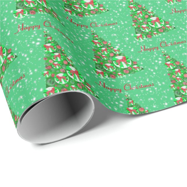 Papel De Presente Arco verde de Natal do Cachorro Boxer (Ponta do rolo)