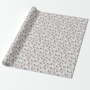Papel De Presente Arcos-Chuva Florais: Textura Sem Costura Desenhada