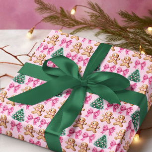 Papel De Presente Arcos de coquetes cor-de-rosa e pão de gengibre