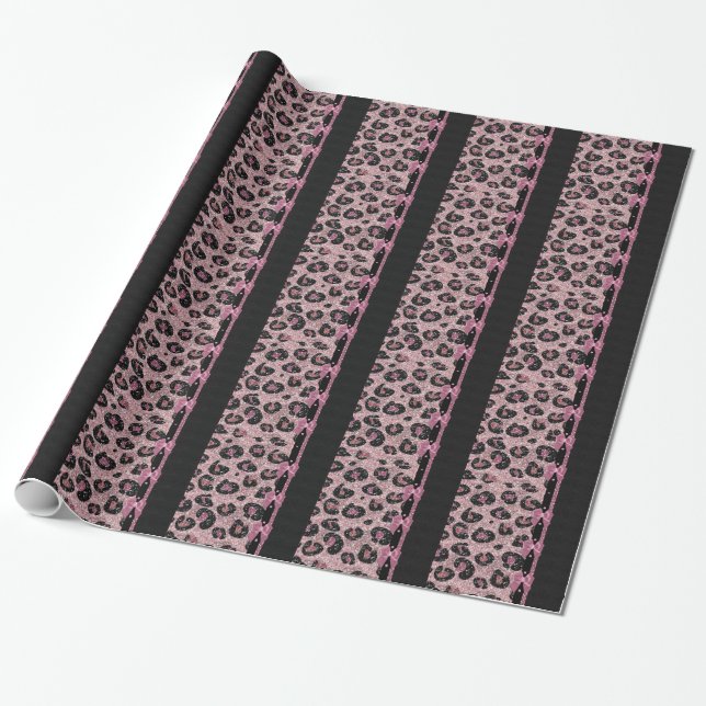 Papel De Presente ARCOS de Fita de Impressão de Leopardo Rosa-Rockab (Desenrolado)