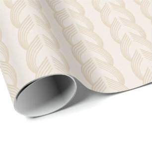 Papel De Presente Arcos de Fita em Art Déco em Champagne e Marfim