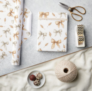 Papel De Presente Arcos de Folhas de Tanino de Creme Aniversário