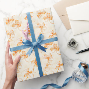 Papel De Presente Arcos de Laranja Pêssego Aniversário