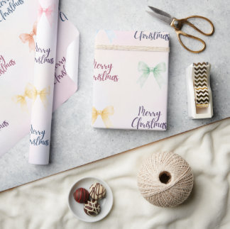 Papel De Presente Arcos de Natal Pastéis & Padrão Feliz Natal Wr