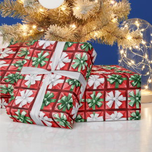 Papel De Presente Arcos de Natal Vermelho Branco Verde