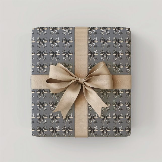 Papel De Presente Arcos do Dia das Bruxas Negro (Black Halloween Bows Wrapping Paper)