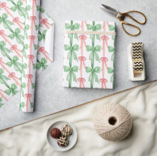 Papel De Presente Arcos Verde e Rosa Coquetéis de Aquarela