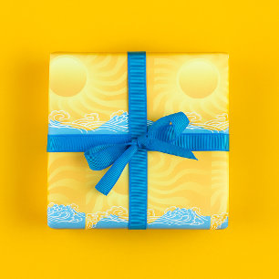 Papel De Presente Areia Amarela E Oceano