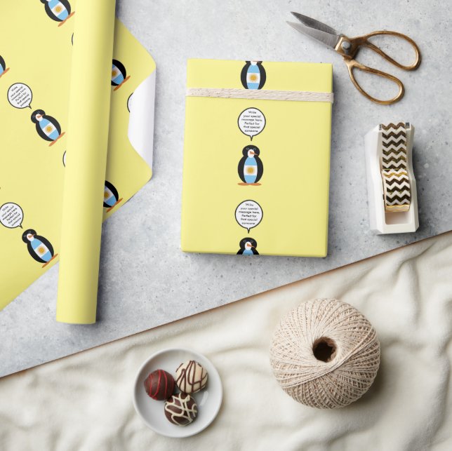 Papel De Presente Argentine Ms Penguin Falante Personalizada  (Artesanato)