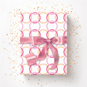 Papel De Presente Argolas Entrelaçadas em Rosa e Laranja